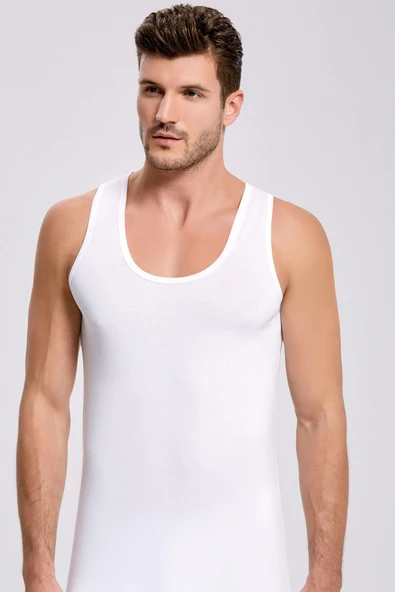 İlke Erkek Bambu Likralı Askılı Atlet 1608 - 3 Adet  Beyaz 2XL ürün görseli 1