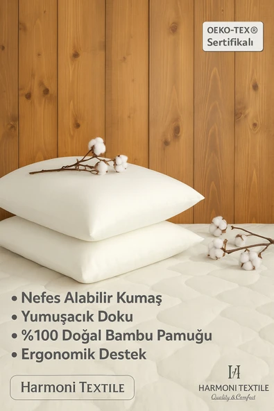 Yastıkland 2’Lİ %100 DOĞAL BAMBU PAMUK DOLGULU YASTIK 50x70 ürün görseli 1