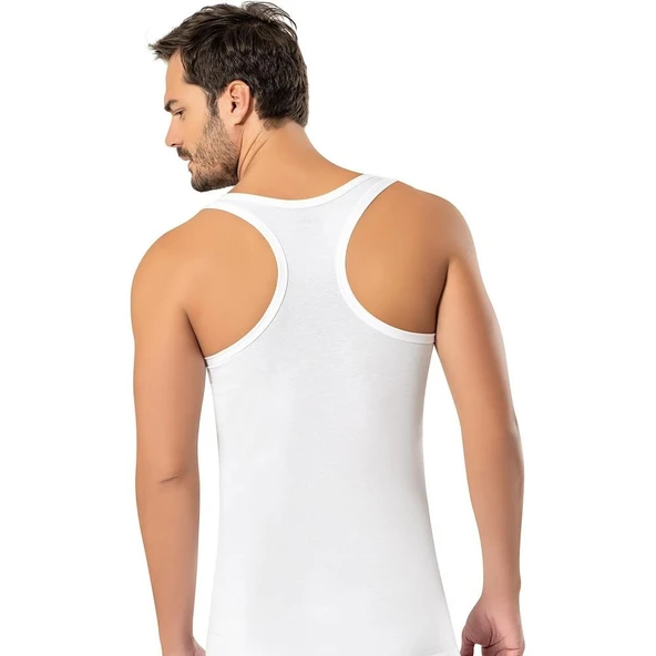 ERDEM 1121 ERKEK LİKRALI SPORCU ATLET  Beyaz M ürün görseli 1