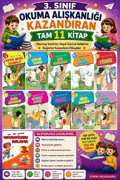 3. Sınıf Okuma Alışkanlığı Kazandıran Okumayı Sevdiren Tam 11 Kitap -15 ürün görseli 1