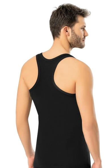 Erdem Erkek Likralı Sporcu Askılı Atlet 1121 - 3 Adet  Siyah 2XL ürün görseli 1