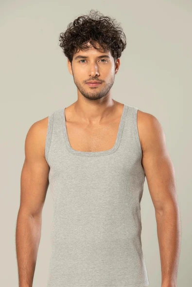 Erdem Erkek Kaşkorse Kare Yaka Askılı Atlet 1128 - 6 Adet  XL Gri ürün görseli 1