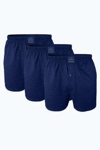 Kapbirtane Malabadi Erkek Geniş Kalıp Büyük Beden %100 Pamuk Battal Boxer 90024- 3 Adet  Lacivert 7XL ürün görseli 1