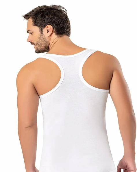 3'Lü ERDEM 1121 ERKEK LİKRALI SPORCU ATLET  Beyaz XL ürün görseli 1