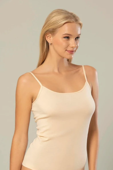Erdem Kadın Ribana İp Askılı Atlet 2153 - 6 Adet  Ten 3XL ürün görseli 1