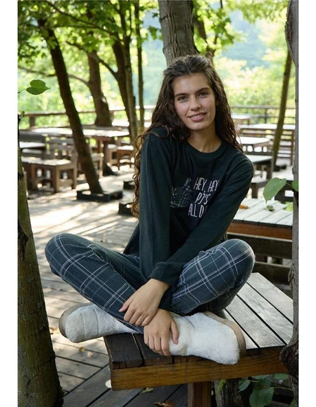 Aydoğan Kadın Bisiklet Yaka TERMAL Pijama Takımı 30054S- 1 Adet  Siyah M ürün görseli 1