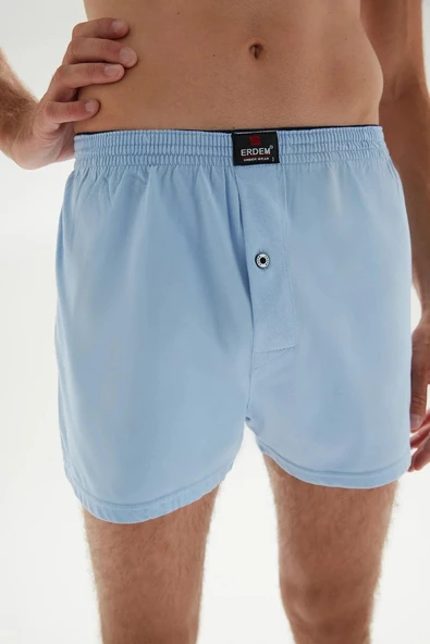 Erdem Erkek Penye Düz Renk Boxer 1400 - 3 Adet  L Açık Mavi ürün görseli 1