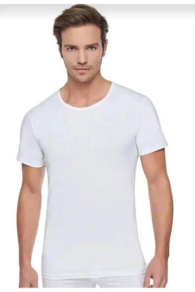 Tutku Erkek Bisiklet Yaka Yarım Kol Fanila Atlet 0103 - 6 Adet  Beyaz 2XL ürün görseli 1