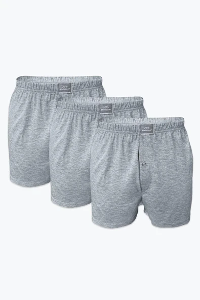 Kapbirtane Malabadi Erkek Geniş Kalıp Büyük Beden %100 Pamuk Battal Boxer 90024- 3 Adet  4XL Gri ürün görseli 1