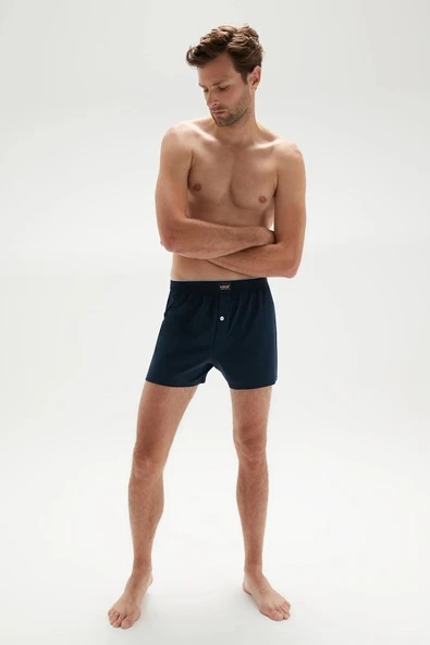 Erdem Erkek Penye Düz Renk Boxer 1400 - 3 Adet  Lacivert 2XL ürün görseli 1