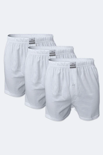 Kapbirtane Malabadi Erkek Geniş Kalıp Büyük Beden %100 Pamuk Battal Boxer 90024- 3 Adet  Beyaz 7XL ürün görseli 1