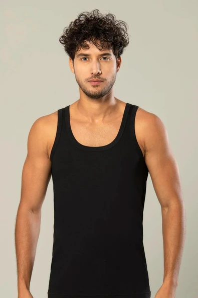 Erdem Erkek Ribana Klasik Askılı Atlet 1110 - 6 Adet  Siyah 2XL ürün görseli 1