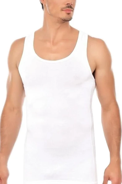 Sedef Yıldızı Erkek Penye Askılı Atlet 1001 - 12 Adet  Beyaz 3XL ürün görseli 1