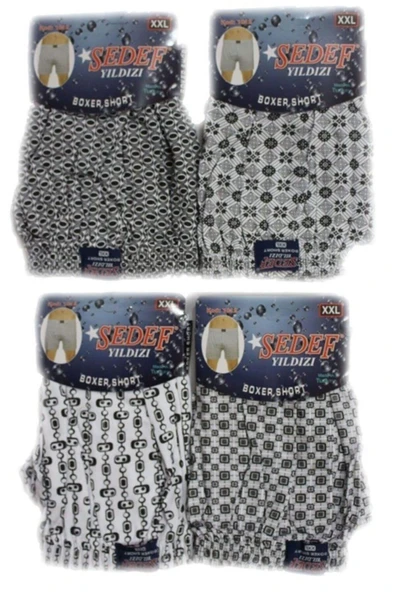 Sedef Yıldızı Erkek Desenli Penye Boxer 1012 - 6 Adet  2XL Karışık Renk ürün görseli 1