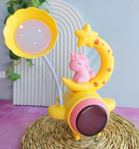 Çocuk Odası Ay ve Unicorn Desenli Gece Lambası ürün görseli 1