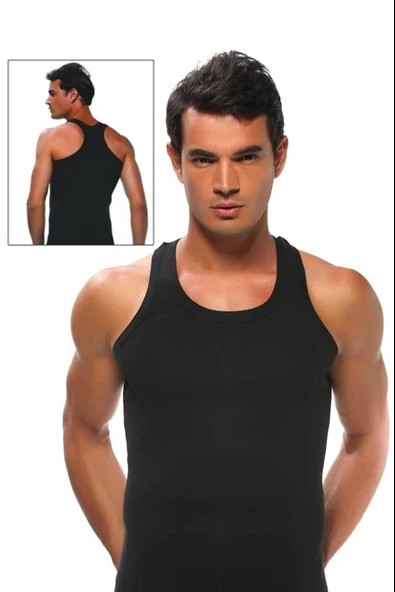 Gümüş Erkek Ribana Sporcu Atlet 4019 - 6 Adet  XL Siyah ürün görseli 1