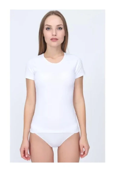 Gümüş Kadın Ribana Yarım Kollu Kaşkorse Fanila Atlet 3013 - 6 Adet  Beyaz 3XL ürün görseli 1