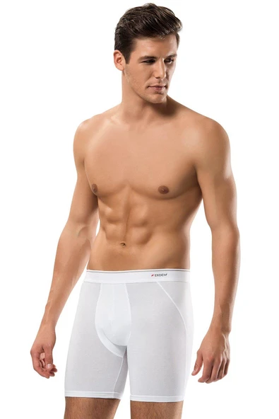 Erdem Erkek Pamuk Elastan Uzun Boxer 1470 - 3 Adet  Beyaz 3XL ürün görseli 1