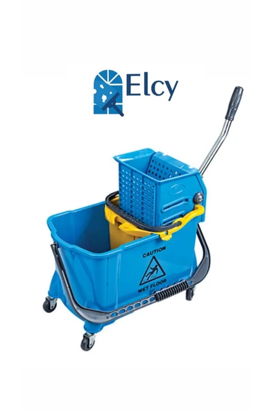 ELCY Çift Bölmeli Plastik Pressli Tekerli Temizlik Seti 24+10 LT ürün görseli 1