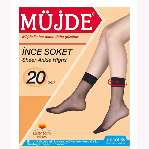 12'Li Müjde Ekonomik Ince Soket Tül Çorap  Standart Ten ürün görseli 1