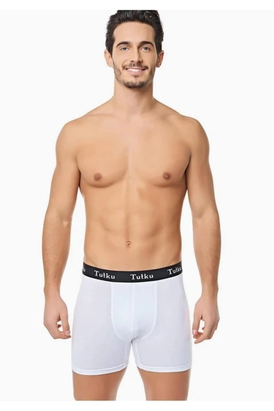 Tutku Erkek Likralı Sporcu Boxer 0400 - 3 Adet  Beyaz XL ürün görseli 1