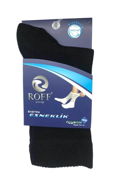 Roff Kadın Diyabetik Şeker Soket Çorap 25950 - 6 Adet  Siyah 36-39 ürün görseli 1