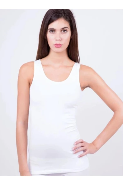 Elite Life 838 Kalın Askılı Uzun Kadın Atlet  Beyaz L - XL ürün görseli 1