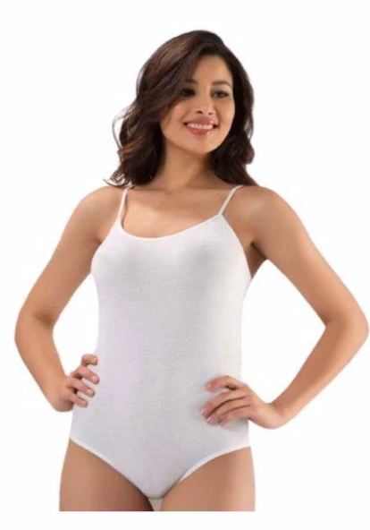 Kota  Kadın İp Askılı Çıtçıtlı Body -6001  Beyaz XL ürün görseli 1