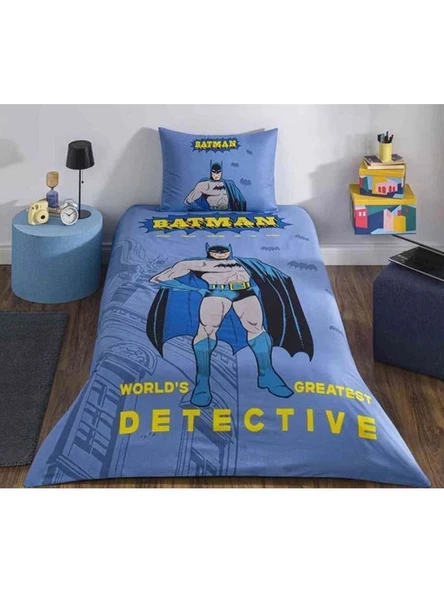 Özdilek Lisanslı Fitted Çarşaflı Tek Kişilik Çocuk Nevresim Takımı Batman Detective Mavi 1295 ürün görseli 1