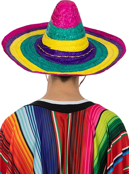 Sombrero Meksika Şapkası Renkli Örme Hasır Yetişkin Boy ürün görseli 1