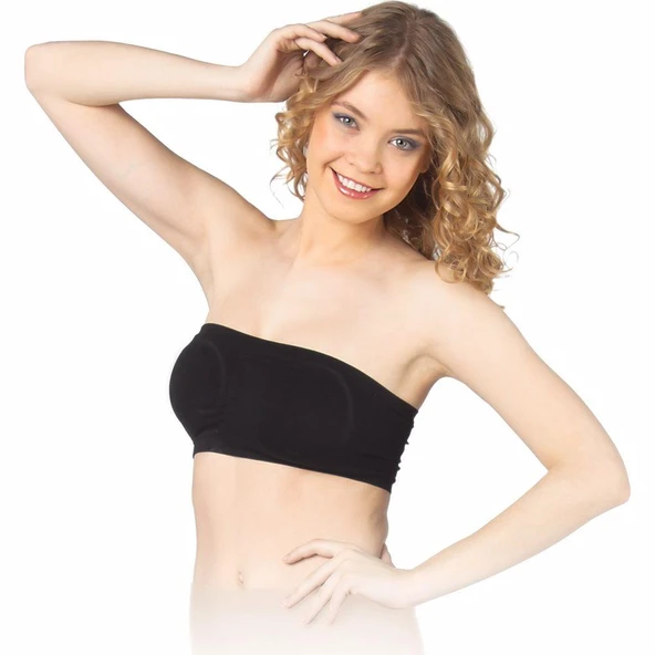 Elite Life Bayan Dikişsiz Destekli Straplez Büstiyer 776  Siyah L - XL ürün görseli 1