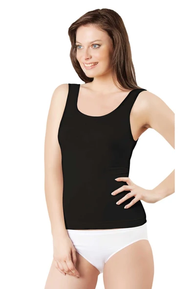 Elite Life 838 Kalın Askılı Uzun Kadın Atlet  Siyah L - XL ürün görseli 1