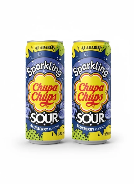 Chupa Chups Sparkling Sour Blueberry Flavour - Ekşi Yaban Mersini Aromalı Gazlı İçecek 330 ml (2 ADET) ürün görseli 1