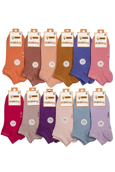 Dündar Kadın Modal Plus Patik Çorap Pastel Renk 4506 - 12 Adet  KB41110  Karışık Renk 36-40 ürün görseli 1