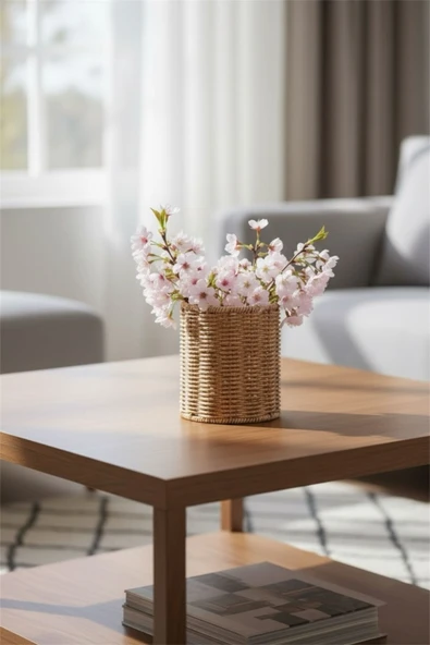 Bayev Favorite 9133 Rattan Yuvarlak Saksılık Kaşıklık Hasır Dekor Sepeti Kaşık Düzenleyici Organizer ürün görseli 1