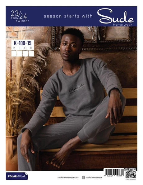 Sude Erkek Kışlık Polar Pijama Takımı K100/15 - 1 Adet  L Antrasit ürün görseli 1