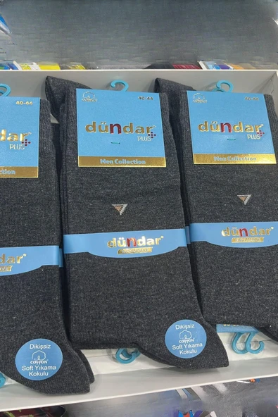 6 Adet Dündar Erkek Plus Likralı Çorap  Antrasit 40-44 ürün görseli 1