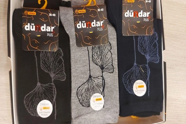 Dündar Kadın Modal Plus Dikişsiz Desenli Soket Çorap 5725 - 6 Adet  Karışık Renk 36-40 ürün görseli 1