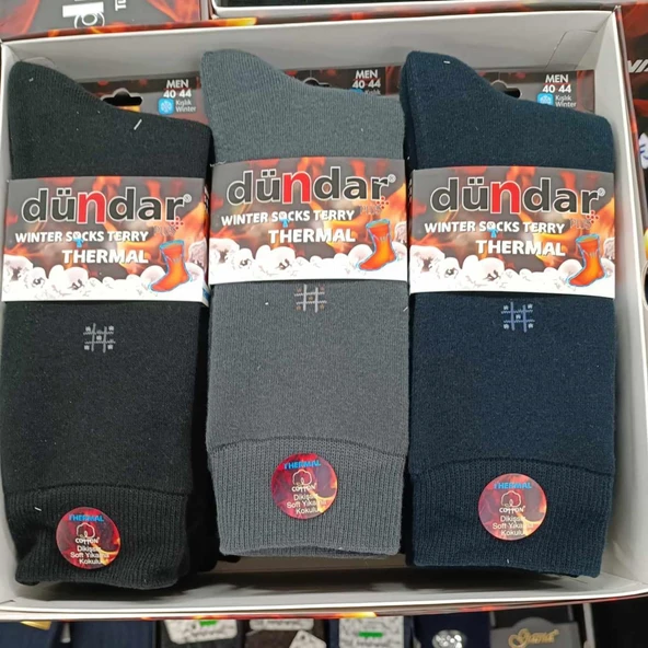 Dündar Erkek Plus Havlu THERMAL Kışlık Çorap 7019 - 12 Adet  Karışık Renk 40-44 ürün görseli 1