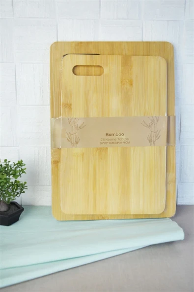 Bayev Bambu 700639 2'Li Kesme Tahtası Seti - 34x24 30x20 Kesim Tahtası ürün görseli 1