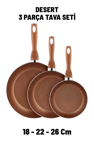 Bayev Desert 3 Parça Tava Seti 18-22-26 Cm - 3'Lü Çeyiz Tava Set Her Mutfağa Lazım ürün görseli 1