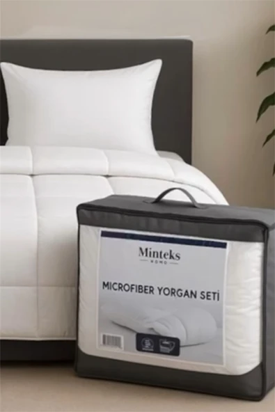 Bayev Tek Kişilik 2 Parça Mikrofiber Yorgan Seti 1 Yastık 1 Yorgan Beyaz ürün görseli 1
