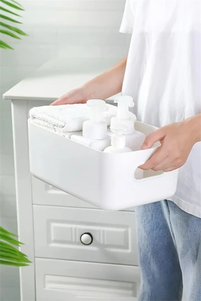 Bayev Sort 6 Adet Banyo Düzenleyici Organizer Beyaz Renk Plastik Çok Amaçlı Banyo Mutfak Ofis Düzenleyici ürün görseli 1