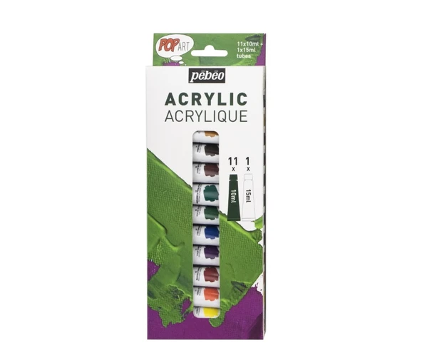 Pebeo Pop Art Akrilik Boya Seti 11x10ml + 15ml Beyaz 669700 ürün görseli 1