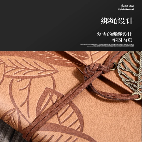 Deri Yaprak Desenli Defter - Resim 2