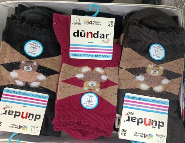 Dündar Kadın COTTON Sport Soket Çorap 4209B - 12 Adet  Karışık Renk 36-40 ürün görseli 1
