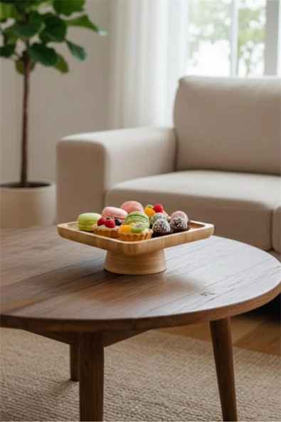 Bayev Bambu 17 Cm Kare Ayaklı Sunumluk 700719 - Ahşap Servis Sunum Tabağı ürün görseli 1