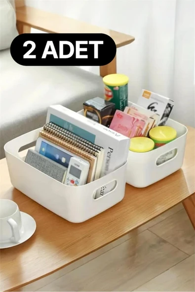 Bayev Sort 2 Adet Düzenleyici Organizer Beyaz Renk Plastik Çok Amaçlı Banyo Mutfak Ofis Düzenleyici ürün görseli 1