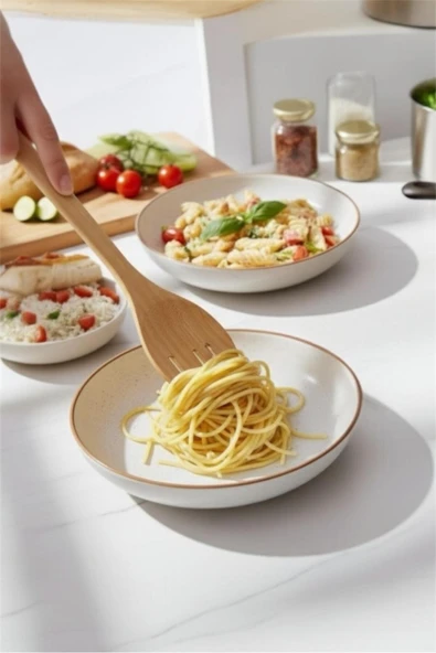Bayev 5 Parça Bambu Servis Ve Spatula Seti - Bambu Mutfak Seti 30 Cm - Resim 4