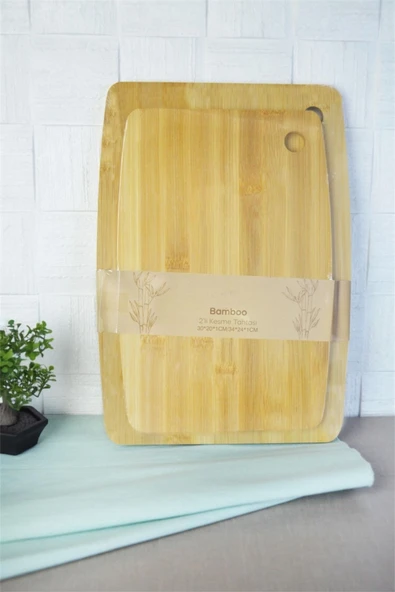 Bayev Bambu 700641 2'Li Kesme Tahtası Seti - 34x24 30x20 Kesim Tahtası ürün görseli 1